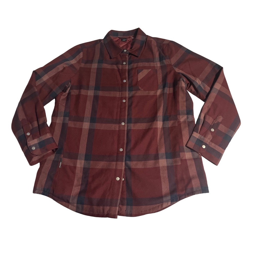 Flylow Gear Mens Large Insulated Flannel‎ Shirt Jacket Quilted Plaid Shacket Red